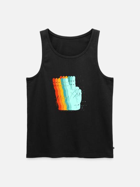 Friedens-Retro-Zeichen - Männer Premium Bio Tank Top - Schwarz