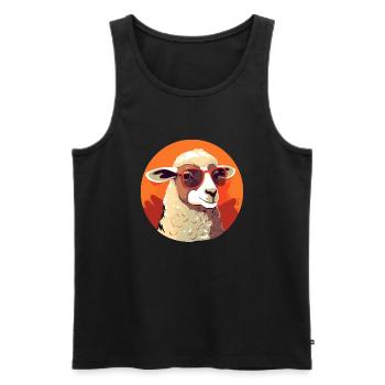 Lamb with sunglasses, sheep, woolly - Men's Premium Organic Tank Top - black - Front - Michal (187cm)