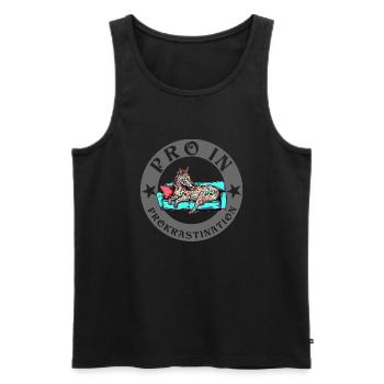 Pro in Prokrastination Einhorn Pferd ist faul - Männer Premium Bio Tank Top - Schwarz - Vorne - AI Model Male 178 light (178cm)