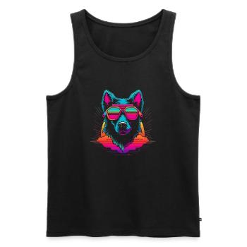 Neon Dog 80sStyle for Black - Men's Premium Organic Tank Top - black - Front - Michal (187cm)