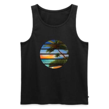 Palm Island Summer Holiday Sun Palm Beach - Men's Premium Organic Tank Top - black - Front - Michal (187cm)