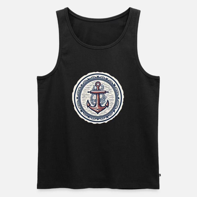 Anker Logo, nautisch - Männer Premium Bio Tank Top - Schwarz