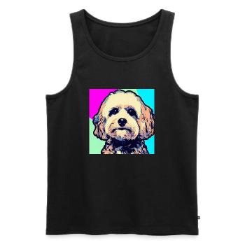 Pudel Kreuz Pop Art - Männer Premium Bio Tank Top - Schwarz - Vorne - AI Model Male 178 light (178cm)