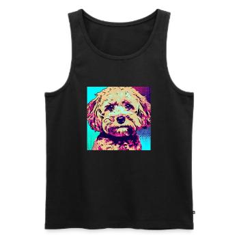 Pudel Kreuz Pop Art - Männer Premium Bio Tank Top - Schwarz - Vorne - AI Model Male 178 light (178cm)