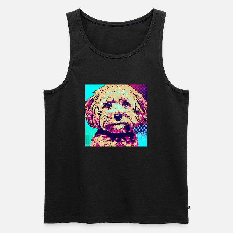Pudel Kreuz Pop Art - Männer Premium Bio Tank Top - Schwarz