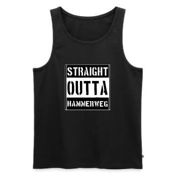 straight outta hammerweg - Männer Premium Bio Tank Top - Schwarz - Vorne - Michal (187cm)