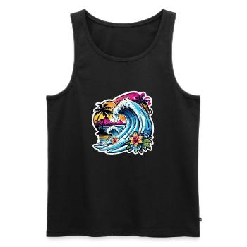 Surfing Beach Palm Tree Sunshine Holidays - Men's Premium Organic Tank Top - black - Front - Michal (187cm)