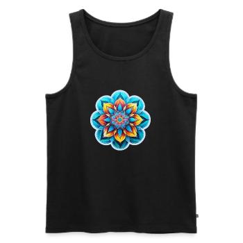 Fleur de mandala - Débardeur bio Premium Homme - noir - Devant - Michal (187cm)