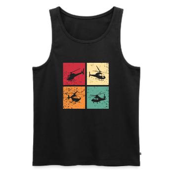 Helikopter Hubschrauber Geschenk Retro - Männer Premium Bio Tank Top - Schwarz - Vorne - Michal (187cm)