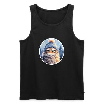 Katze im Winter - Männer Premium Bio Tank Top - Schwarz - Vorne - AI Model Male 178 light (178cm)