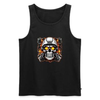 Totenkopf - Skelett - Totenkopf - Motorradhelm - Männer Premium Bio Tank Top - Schwarz - Vorne - AI Model Male 178 light (178cm)