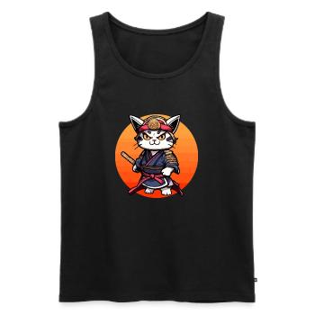 Samurai-Katze #26 - Männer Premium Bio Tank Top - Schwarz - Vorne - AI Model Male 178 light (178cm)