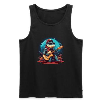 Rocking crocodile with electric guitar for young and old - Men's Premium Organic Tank Top - black - Front - Michal (187cm)