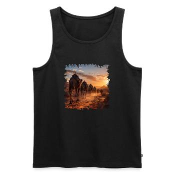 A camel caravan in the desert - Men's Premium Organic Tank Top - black - Front - AI Model Male 178 light (178cm)