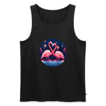 Flamingo Flock Tropical, Liebe Flamingos - Männer Premium Bio Tank Top - Schwarz - Vorne - AI Model Male 178 light (178cm)