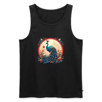 Oiseau paon avec des éléments de floal - Débardeur bio Premium Homme - noir - Devant - AI Model Male 178 light (178cm)
