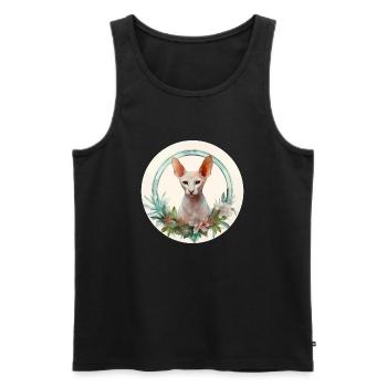 Orientalische Kurzhaarkatze Boho-Stil, Liebeskatzen - Männer Premium Bio Tank Top - Schwarz - Vorne - AI Model Male 178 light (178cm)