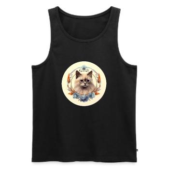 Burmesische Katze Boho Elemente, Katzen - Männer Premium Bio Tank Top - Schwarz - Vorne - Michal (187cm)