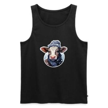 Mega cute calf in winter - Men's Premium Organic Tank Top - black - Front - Michal (187cm)