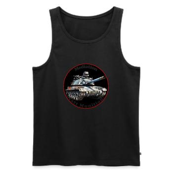 Mediation instead of ammunition - Men's Premium Organic Tank Top - black - Front - AI Model Male 178 light (178cm)