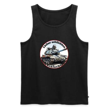 Better to settle than to slaughter - Men's Premium Organic Tank Top - black - Front - AI Model Male 178 light (178cm)