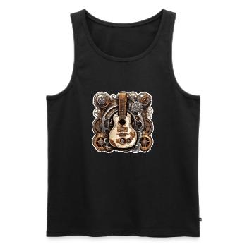 Rock n roll / Guitare / Musique / Instrument - Débardeur bio Premium Homme - noir - Devant - Michal (187cm)
