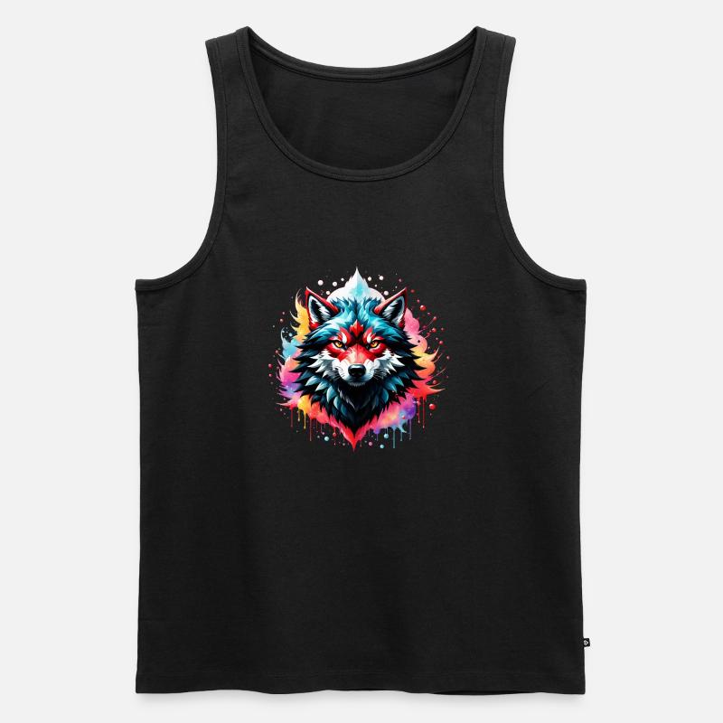 Wolf Tattoo - Männer Premium Bio Tank Top - Schwarz