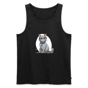 Chat docteur - Débardeur bio Premium Homme - noir - Devant - Michal (187cm)