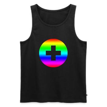 Runder Regenbogen plus Kreuz - Männer Premium Bio Tank Top - Schwarz - Vorne - AI Model Male 178 light (178cm)