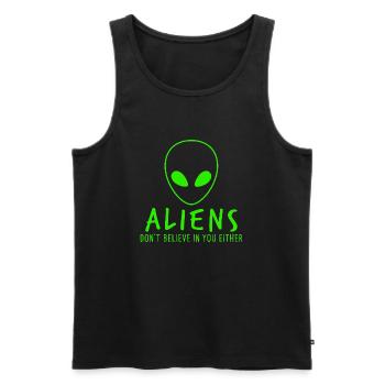 The aliens don't believe in you either - Men's Premium Organic Tank Top - black - Front - AI Model Male 178 light (178cm)