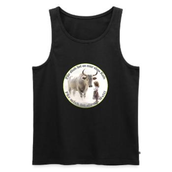 Pour beaucoup, tout ce qui a des cornes n’est qu’une vache - Débardeur bio Premium Homme - noir - Devant - AI Model Male 178 light (178cm)