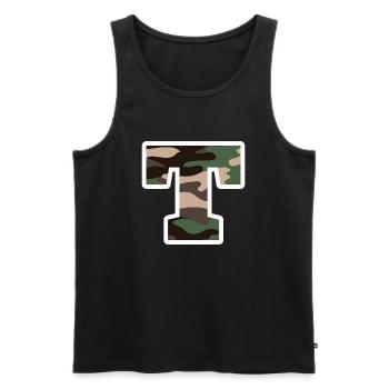 Buchstabe T Militär Tarnung - Geschenkidee - Männer Premium Bio Tank Top - Schwarz - Vorne - Michal (187cm)