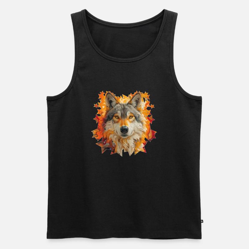 Wolf und Sterne - Männer Premium Bio Tank Top - Schwarz