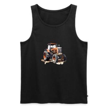 Tracteur orange n°2 - Débardeur bio Premium Homme - noir - Devant - AI Model Male 178 light (178cm)