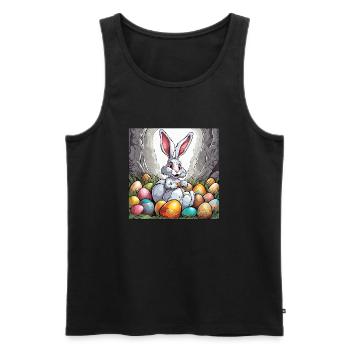Lapin de Pâques / Pâques / Oeufs / Vacances / Pâques - Débardeur bio Premium Homme - noir - Devant - Michal (187cm)