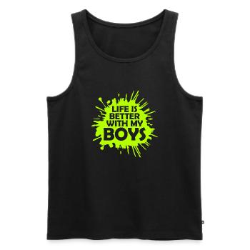 Life Is Better With My Boys - Men's Premium Organic Tank Top - black - Front - AI Model Male 178 light (178cm)