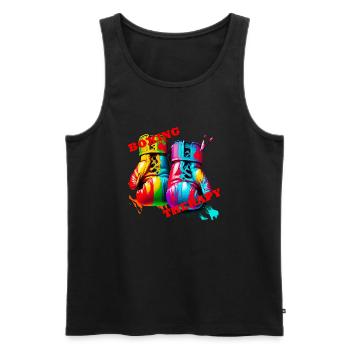 Box-Therapie - Männer Premium Bio Tank Top - Schwarz - Vorne - AI Model Male 178 light (178cm)