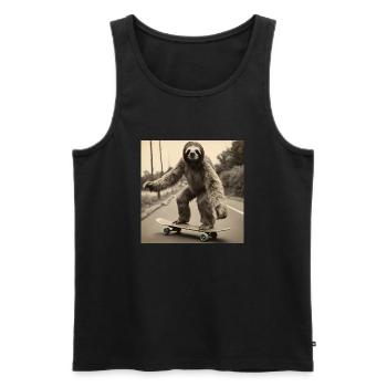 Paresseux / Animal / Photo / Drôle / Skateboard - Débardeur bio Premium Homme - noir - Devant - Michal (187cm)