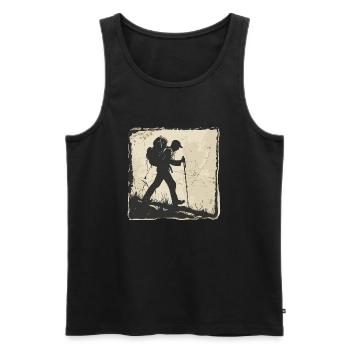 Randonnée, Randonnée, Montagnes, Nature, Camping, Sommet, Alpes - Débardeur bio Premium Homme - noir - Devant - Michal (187cm)