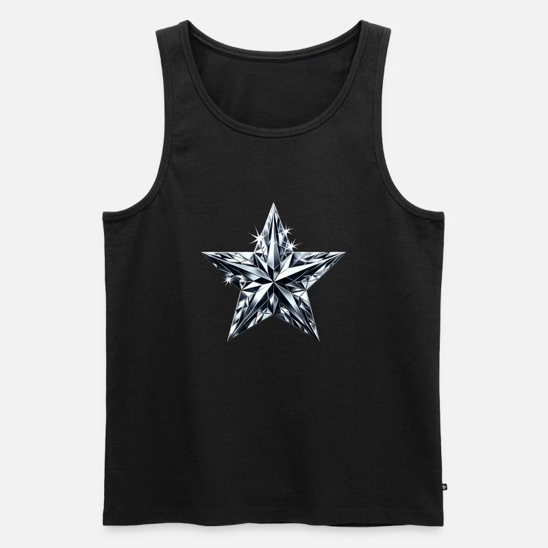 Diamantglänzender Stern - Männer Premium Bio Tank Top - Schwarz