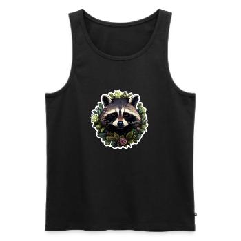 Raccoon with flowers - Men's Premium Organic Tank Top - black - Front - AI Model Male 178 light (178cm)