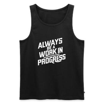 Work in Progress - Men's Premium Organic Tank Top - black - Front - AI Model Male 178 light (178cm)