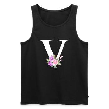 Lila floraler V-Buchstabe - Männer Premium Bio Tank Top - Schwarz - Vorne - AI Model Male 178 light (178cm)