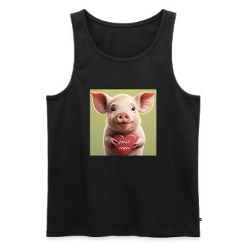 proud vegan pig - Männer Premium Bio Tank Top - Schwarz - Vorne - AI Model Male 178 light (178cm)