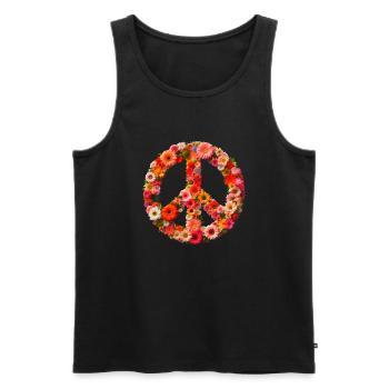 Signe de paix floral - Débardeur bio Premium Homme - noir - Devant - AI Model Male 178 light (178cm)