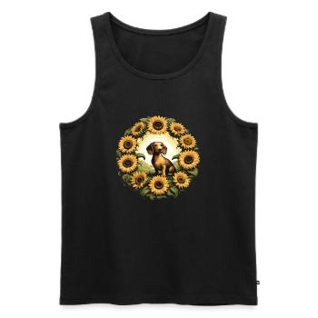 Dachshund Dog breed - Men's Premium Organic Tank Top - black - Front - AI Model Male 178 light (178cm)