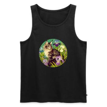 Braun getigerte Katze Iris - Männer Premium Bio Tank Top - Schwarz - Vorne - AI Model Male 178 light (178cm)