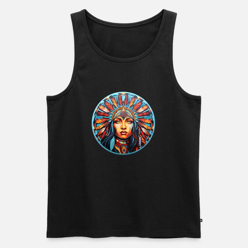 Native American Squaw - Männer Premium Bio Tank Top - Schwarz