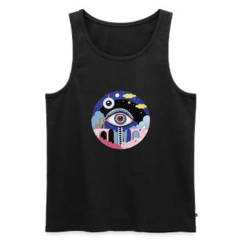 Psychedelic Eye - Men's Premium Organic Tank Top - black - Front - AI Model Male 178 light (178cm)