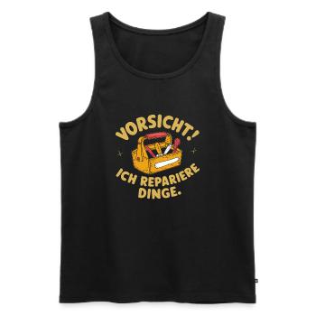 Vorsicht Opa Repariert: Bester Grossvater Bald Opa - Männer Premium Bio Tank Top - Schwarz - Vorne - Michal (187cm)